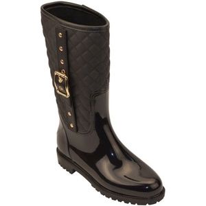 Black Quilted Buckle Rain Boot 7